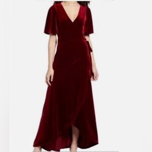 Leith Burgundy Velvet Wrap Dress
